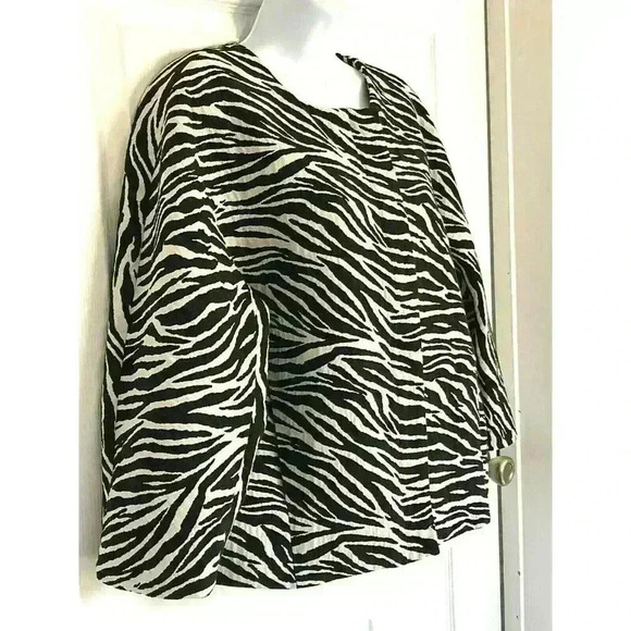 Chicos 3 jacket zebra print full zip pockets long kimono sleeves lined - Picture 2 of 9